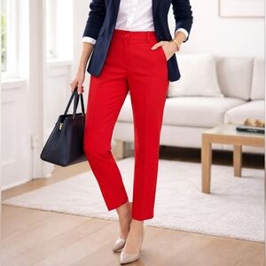 Talbots Hampshire Career Business Casual Straight Leg Ankle Pants Red 16 Petite